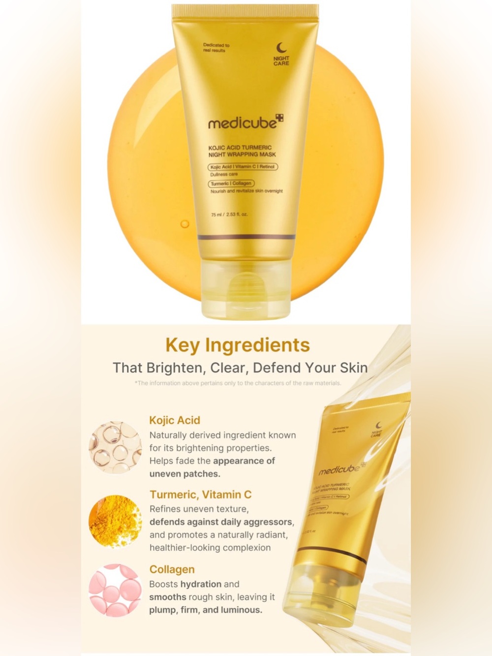 Medicube Kojic Acid Turmeric Overnight Wrapping Mask NIB 75 ml / 2.53 fl oz - Picture 4 of 4